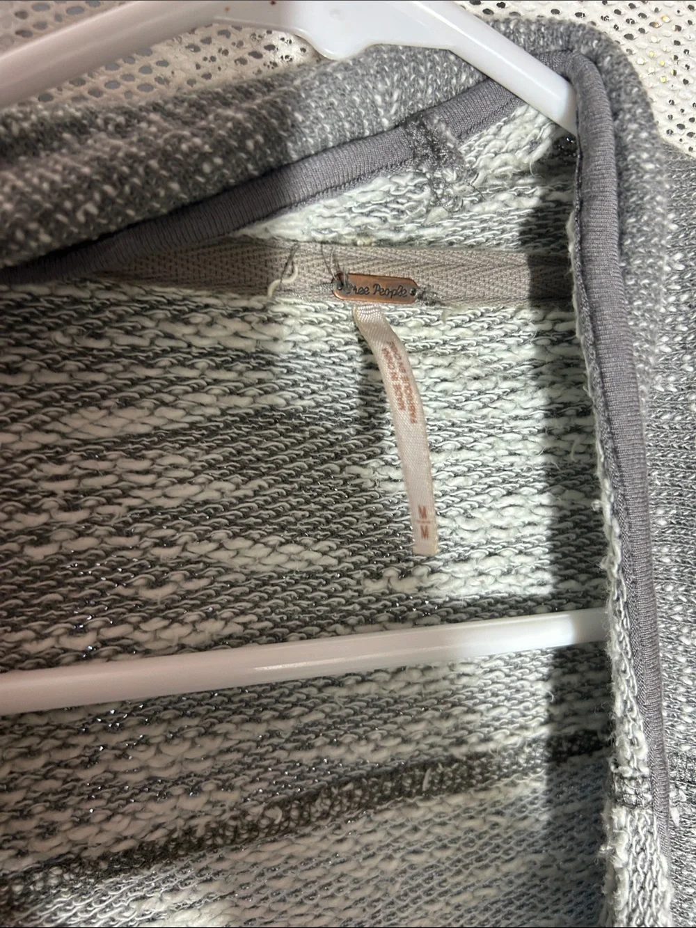 Free People Gray Marled Knit Sweater with Metallic Thread